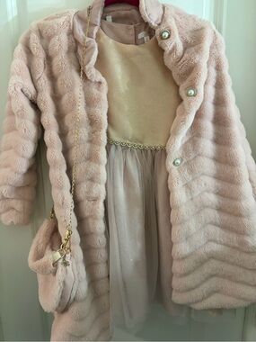 Tahari Girl Shimmery Blush Pink Dress Jacket Set
